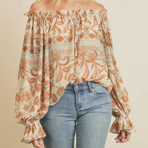 Dress Forum Floral Off-Shoulder Blouse Size M